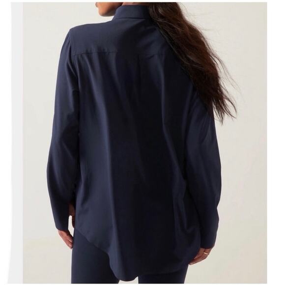 Athleta Urbanite Top Button Down Navy UPF 50 XL - Picture 2 of 8